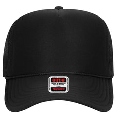 OTTO 39-165 5 Panel High Crown Mesh Back Trucker Cap - Black