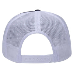 OTTO 39-165 5 Panel High Crown Mesh Back Trucker Cap - Blk/Blk/Wht - Blk/Blk/Wht / 6 1/2’’ - 7 5/8’’