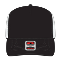 OTTO 39-165 5 Panel High Crown Mesh Back Trucker Cap - Blk/Blk/Wht - Blk/Blk/Wht / 6 1/2’’ - 7 5/8’’