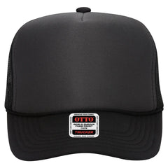 OTTO 39-165 5 Panel High Crown Mesh Back Trucker Cap - Blk/Ch.Gry/Blk - Blk/Ch.Gry/Blk / 6 1/2’’ - 7 5/8’’