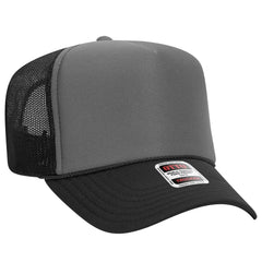 OTTO 39-165 5 Panel High Crown Mesh Back Trucker Cap - Blk/Ch.Gry/Blk - Blk/Ch.Gry/Blk / 6 1/2’’ - 7 5/8’’