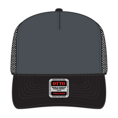 OTTO 39-165 5 Panel High Crown Mesh Back Trucker Cap - Blk/Ch.Gry/Blk - Blk/Ch.Gry/Blk / 6 1/2’’ - 7 5/8’’