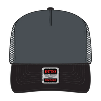 OTTO 39-165 5 Panel High Crown Mesh Back Trucker Cap - Blk/Ch.Gry/Ch.Gry - Blk/Ch.Gry/Ch.Gry / 6 1/2’’ - 7 5/8’’