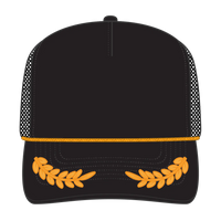OTTO 39-165 5 Panel High Crown Mesh Back Trucker Cap - Blk/Gld - Blk/Gld / 6 1/2’’ - 7 5/8’’