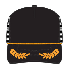 OTTO 39-165 5 Panel High Crown Mesh Back Trucker Cap - Blk/Gld - Blk/Gld / 6 1/2’’ - 7 5/8’’