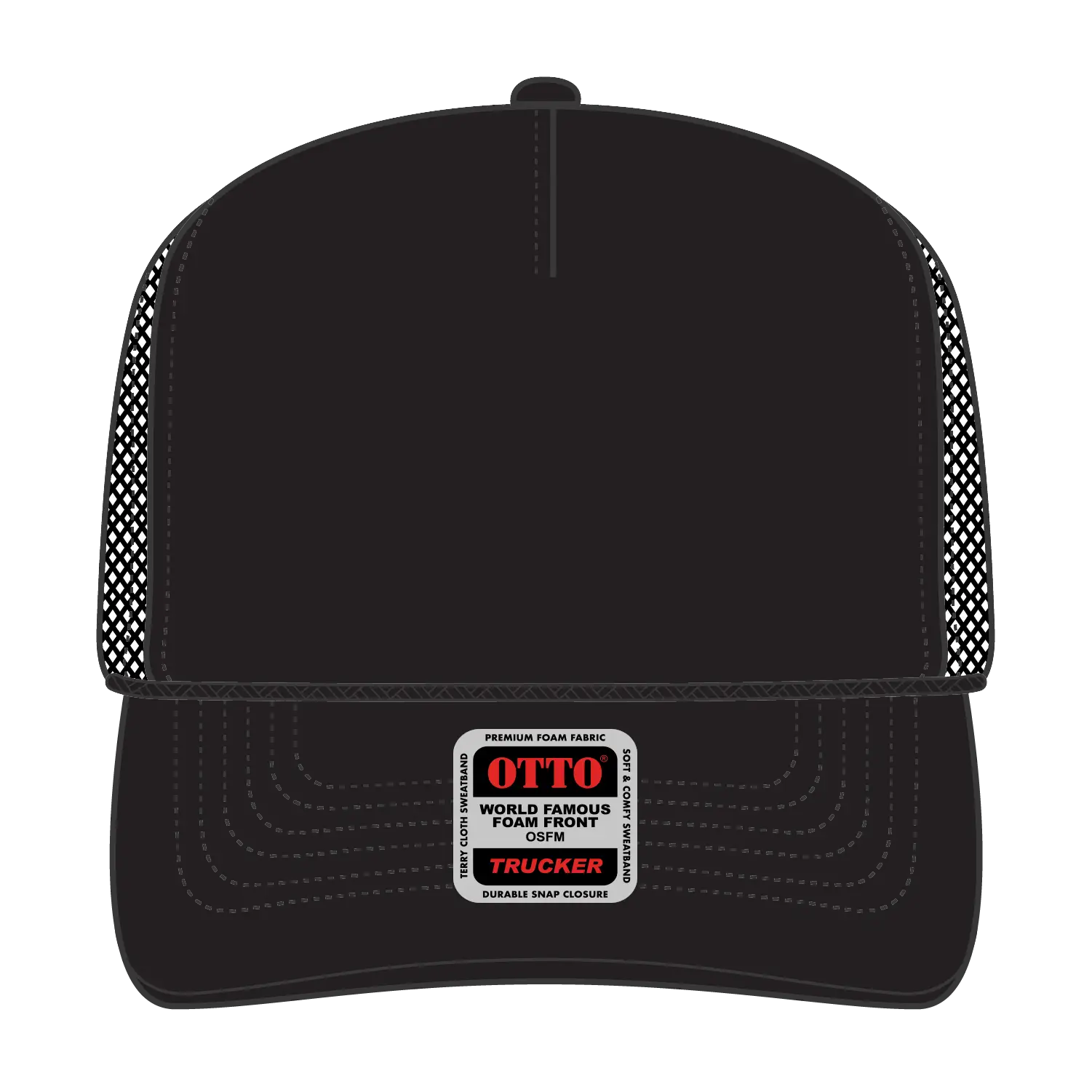 OTTO 39-165 5 Panel High Crown Mesh Back Trucker Cap - Blk/Gld - Blk/Gld / 6 1/2’’ - 7 5/8’’