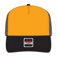 OTTO 39-165 5 Panel High Crown Mesh Back Trucker Cap - Blk/Gld/Blk - Blk/Gld/Blk / 6 1/2’’ - 7 5/8’’