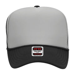 OTTO 39-165 5 Panel High Crown Mesh Back Trucker Cap - Blk/Gry/Blk - Blk/Gry/Blk / 6 1/2’’ - 7 5/8’’