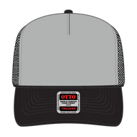 OTTO 39-165 5 Panel High Crown Mesh Back Trucker Cap - Blk/Gry/Blk - Blk/Gry/Blk / 6 1/2’’ - 7 5/8’’