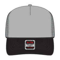 OTTO 39-165 5 Panel High Crown Mesh Back Trucker Cap - Blk/Gry/Ch.Gry - Blk/Gry/Ch.Gry / 6 1/2’’ - 7 5/8’’