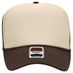 OTTO 39-165 5 Panel High Crown Mesh Back Trucker Cap - Brn/Tan/Brn - Brn/Tan/Brn / 6 1/2’’ - 7 5/8’’
