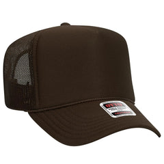 OTTO 39-165 5 Panel High Crown Mesh Back Trucker Cap - Brown
