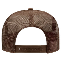 OTTO 39-165 5 Panel High Crown Mesh Back Trucker Cap - Brown
