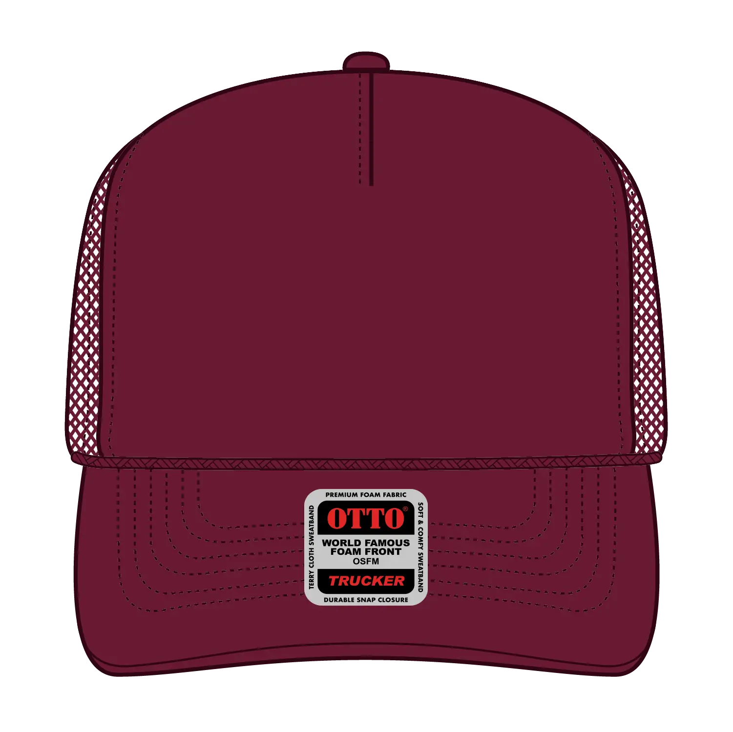 OTTO 39-165 5 Panel High Crown Mesh Back Trucker Cap - Burg. Marn - Burg. Marn / 6 1/2’’ - 7 5/8’’