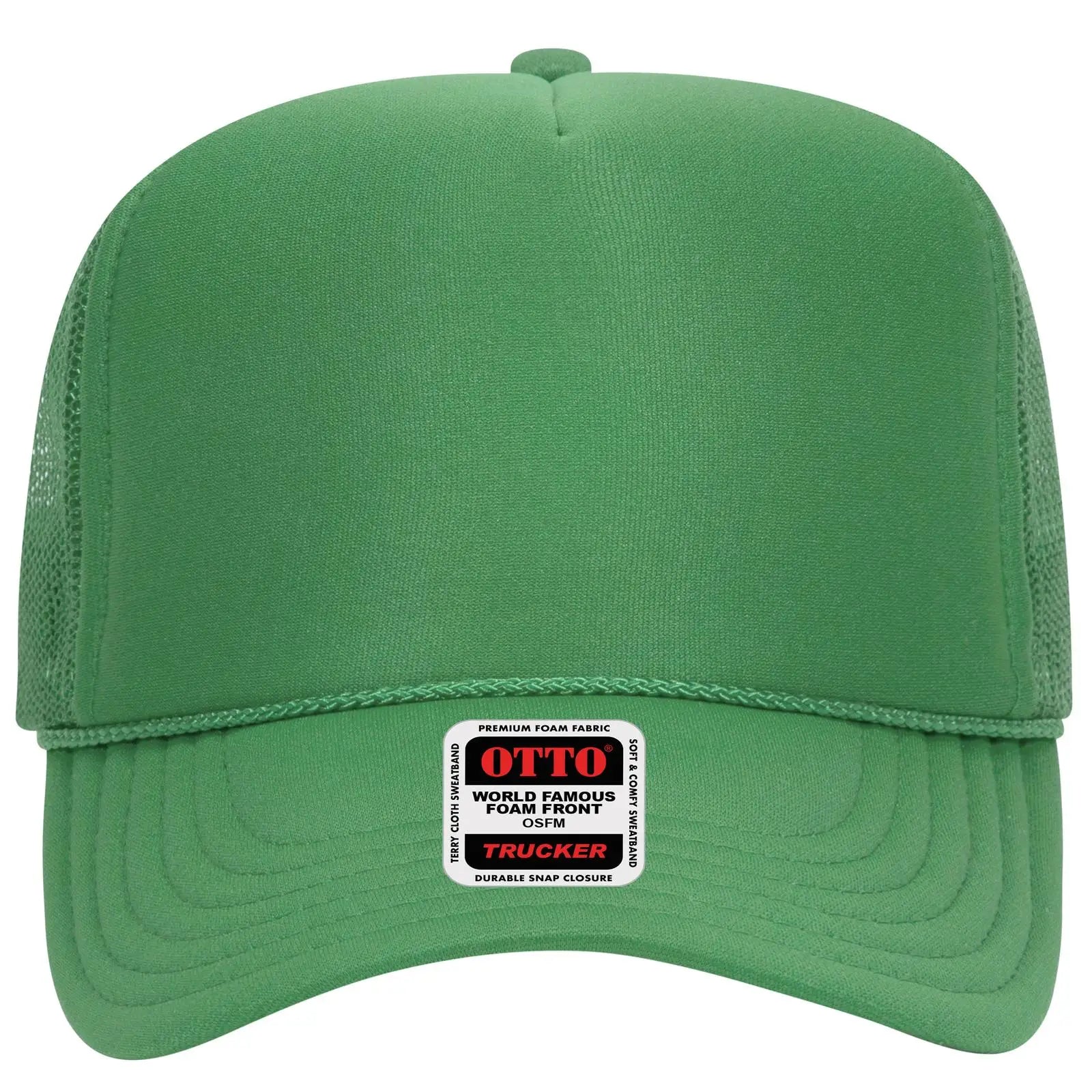 OTTO 39-165 5 Panel High Crown Mesh Back Trucker Cap - Cactus Green - Cactus Green / 6 1/2’’ - 7 5/8’’