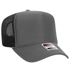 OTTO 39-165 5 Panel High Crown Mesh Back Trucker Cap - Ch.Gry/Ch.Gry/Blk - Ch.Gry/Ch.Gry/Blk / 6 1/2’’ - 7 5/8’’