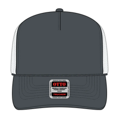 OTTO 39-165 5 Panel High Crown Mesh Back Trucker Cap - Ch.Gry/Ch.Gry/Wht - Ch.Gry/Ch.Gry/Wht / 6 1/2’’ - 7 5/8’’