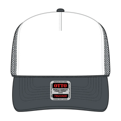 OTTO 39-165 5 Panel High Crown Mesh Back Trucker Cap - Ch.Gry/Wht/Ch.Gry - Ch.Gry/Wht/Ch.Gry / 6 1/2’’ - 7 5/8’’