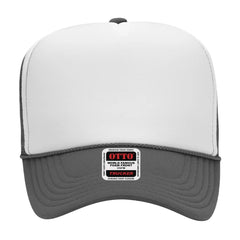 OTTO 39-165 5 Panel High Crown Mesh Back Trucker Cap - Ch.Gry/Wht/Ch.Gry