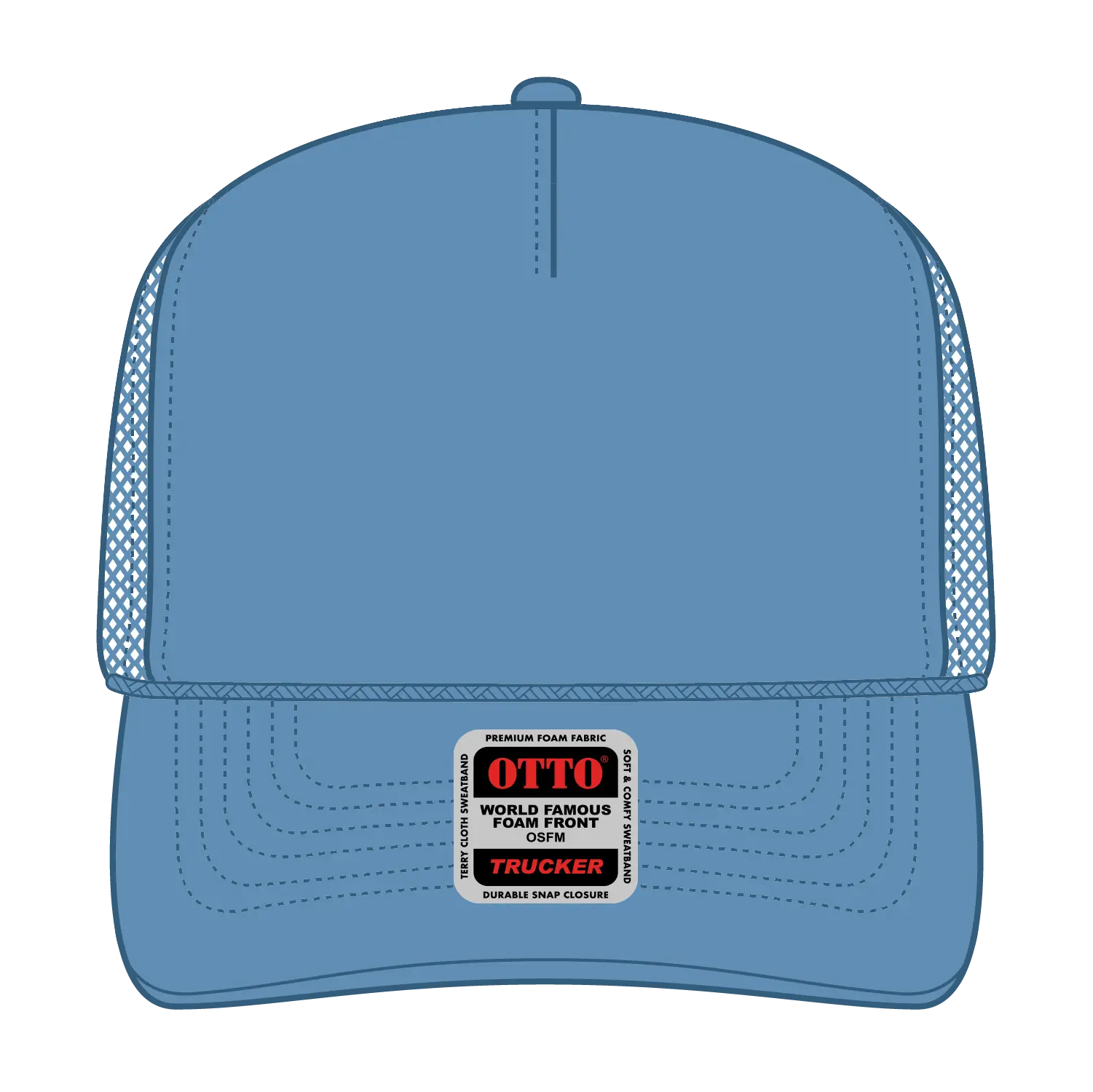 OTTO 39-165 5 Panel High Crown Mesh Back Trucker Cap - Col. Blue - Col. Blue / 6 1/2’’ - 7 5/8’’