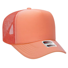 OTTO 39-165 5 Panel High Crown Mesh Back Trucker Cap - Coral - Coral / 6 1/2’’ - 7 5/8’’
