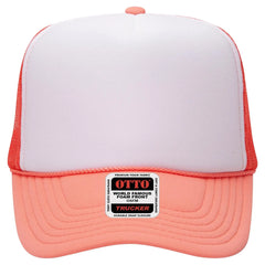 OTTO 39-165 5 Panel High Crown Mesh Back Trucker Cap - Crl/Wht/Crl