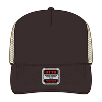 OTTO 39-165 5 Panel High Crown Mesh Back Trucker Cap - Dk.Brn/Dk.Brn/Kha - Dk.Brn/Dk.Brn/Kha / 6 1/2’’ - 7 5/8’’