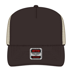OTTO 39-165 5 Panel High Crown Mesh Back Trucker Cap - Dk.Brn/Dk.Brn/Kha - Dk.Brn/Dk.Brn/Kha / 6 1/2’’ - 7 5/8’’