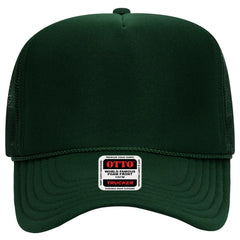 OTTO 39-165 5 Panel High Crown Mesh Back Trucker Cap - Dk. Green