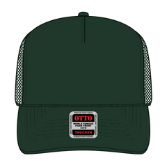 OTTO 39-165 5 Panel High Crown Mesh Back Trucker Cap - Dk. Green - Dk. Green / 6 1/2’’ - 7 5/8’’