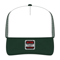 OTTO 39-165 5 Panel High Crown Mesh Back Trucker Cap - Dk.Grn/Wht/Dk.Grn - Dk.Grn/Wht/Dk.Grn / 6 1/2’’ - 7 5/8’’