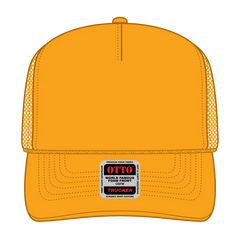 OTTO 39-165 5 Panel High Crown Mesh Back Trucker Cap - Gold - Gold / 6 1/2’’ - 7 5/8’’