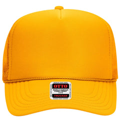 OTTO 39-165 5 Panel High Crown Mesh Back Trucker Cap - Gold