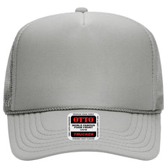 OTTO 39-165 5 Panel High Crown Mesh Back Trucker Cap - Gray