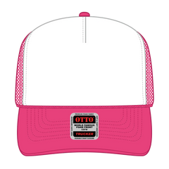 OTTO 39-165 5 Panel High Crown Mesh Back Trucker Cap - H.Pnk/Wht/H.Pnk - H.Pnk/Wht/H.Pnk / 6 1/2’’ - 7 5/8’’