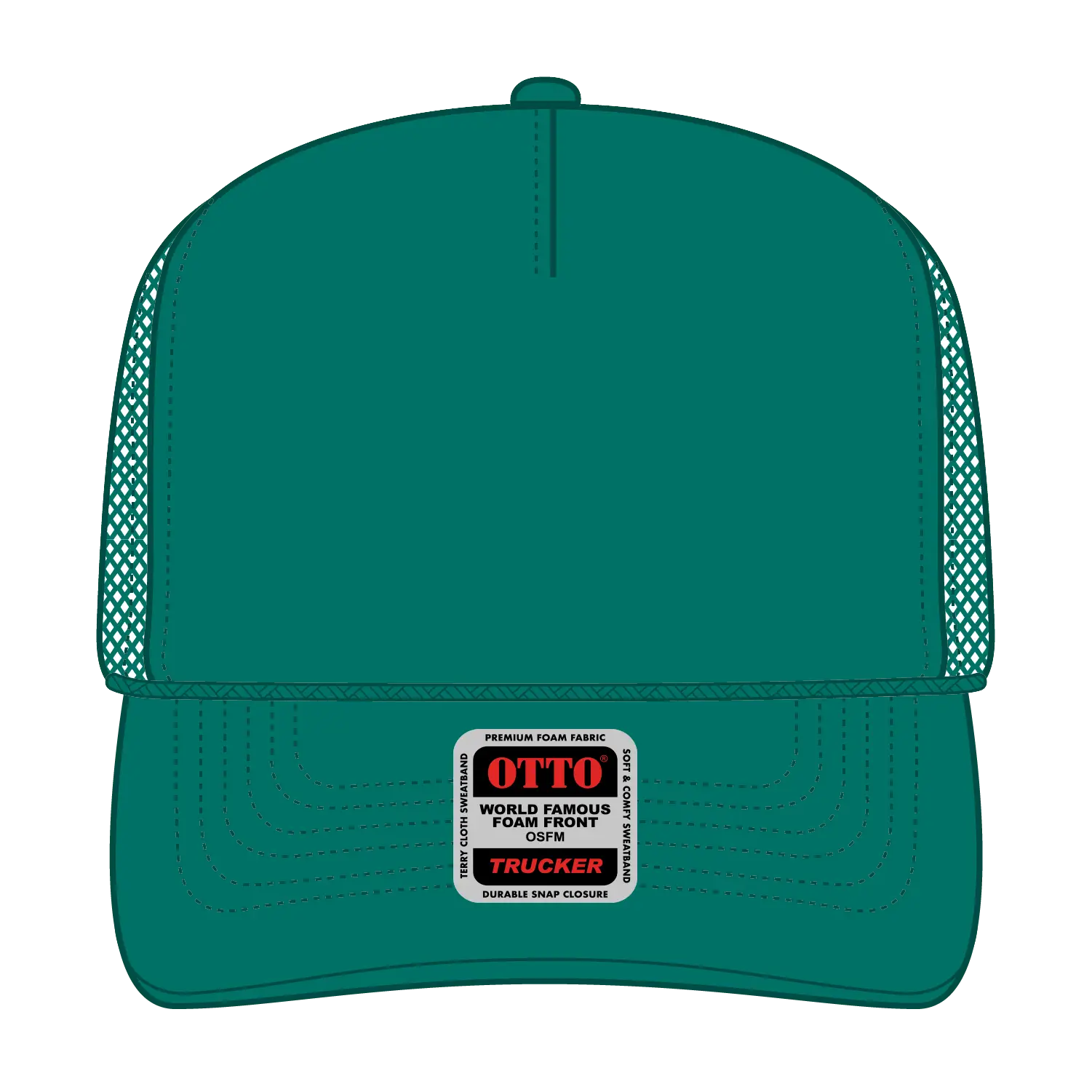 OTTO 39-165 5 Panel High Crown Mesh Back Trucker Cap - Jade - Jade / 6 1/2’’ - 7 5/8’’