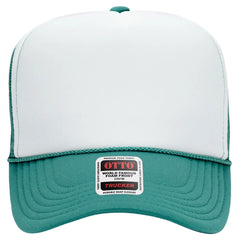 OTTO 39-165 5 Panel High Crown Mesh Back Trucker Cap - Jade/Wht/Jade