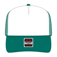 OTTO 39-165 5 Panel High Crown Mesh Back Trucker Cap - Jade/Wht/Jade - Jade/Wht/Jade / 6 1/2’’ - 7 5/8’’