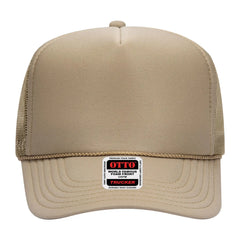 OTTO 39-165 5 Panel High Crown Mesh Back Trucker Cap - Khaki
