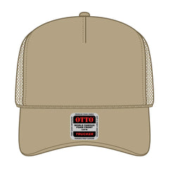 OTTO 39-165 5 Panel High Crown Mesh Back Trucker Cap - Khaki - Khaki / 6 1/2’’ - 7 5/8’’