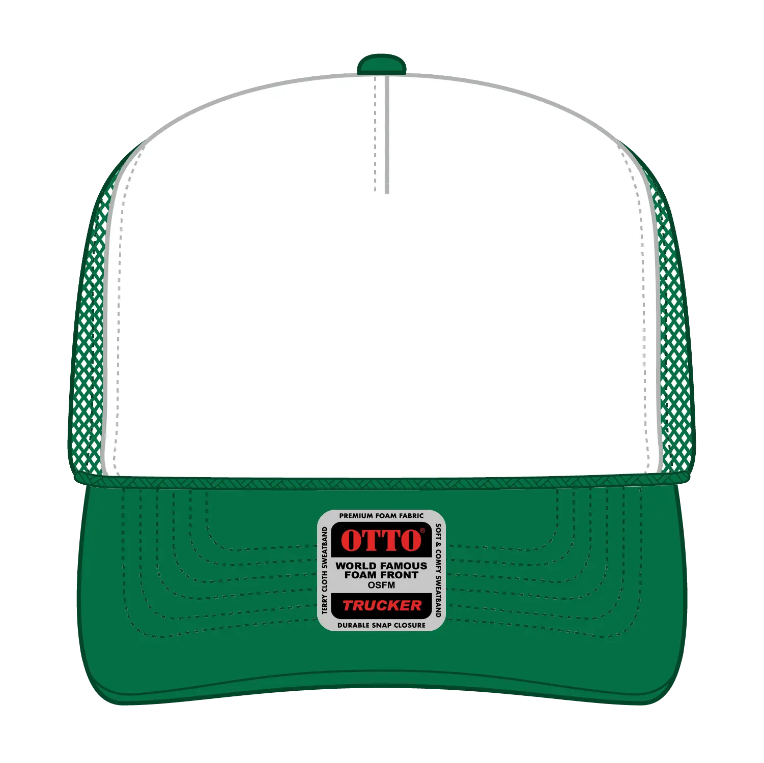 OTTO 39-165 5 Panel High Crown Mesh Back Trucker Cap - Kly/Wht/Kly - Kly/Wht/Kly / 6 1/2’’ - 7 5/8’’