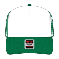 OTTO 39-165 5 Panel High Crown Mesh Back Trucker Cap - Kly/Wht/Kly - Kly/Wht/Kly / 6 1/2’’ - 7 5/8’’