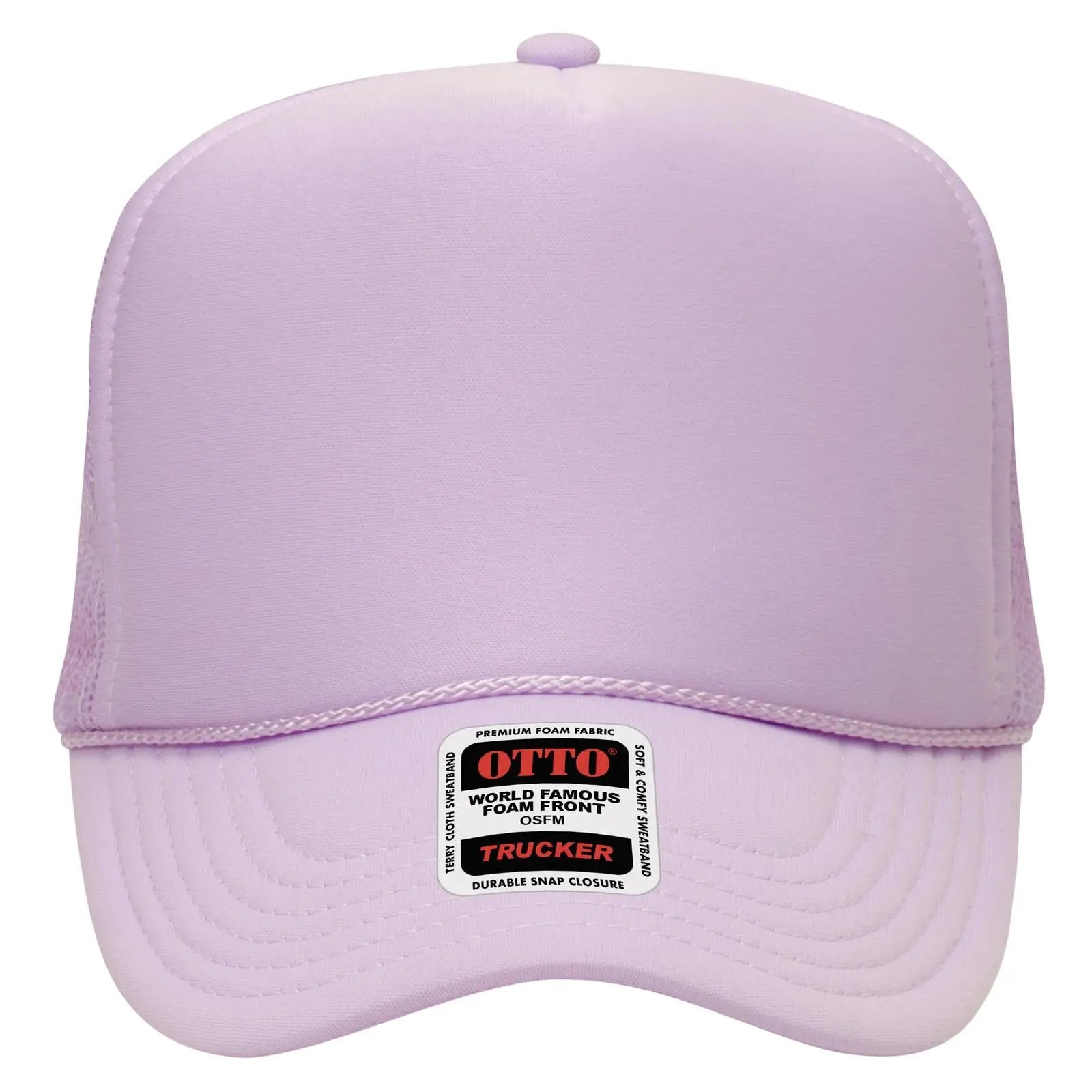 OTTO 39-165 5 Panel High Crown Mesh Back Trucker Cap - Lavender - Lavender / 6 1/2’’ - 7 5/8’’