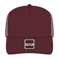 OTTO 39-165 5 Panel High Crown Mesh Back Trucker Cap - Maroon - Maroon / 6 1/2’’ - 7 5/8’’