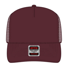 OTTO 39-165 5 Panel High Crown Mesh Back Trucker Cap - Maroon - Maroon / 6 1/2’’ - 7 5/8’’