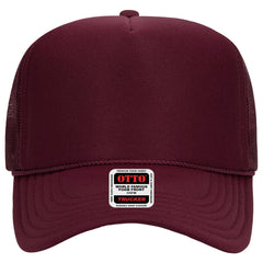 OTTO 39-165 5 Panel High Crown Mesh Back Trucker Cap - Maroon