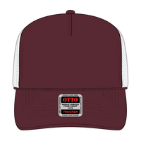 OTTO 39-165 5 Panel High Crown Mesh Back Trucker Cap - Mrn/Mrn/Wht - Mrn/Mrn/Wht / 6 1/2’’ - 7 5/8’’