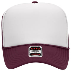 OTTO 39-165 5 Panel High Crown Mesh Back Trucker Cap - Mrn/Wht/Mrn - Mrn/Wht/Mrn / 6 1/2’’ - 7 5/8’’