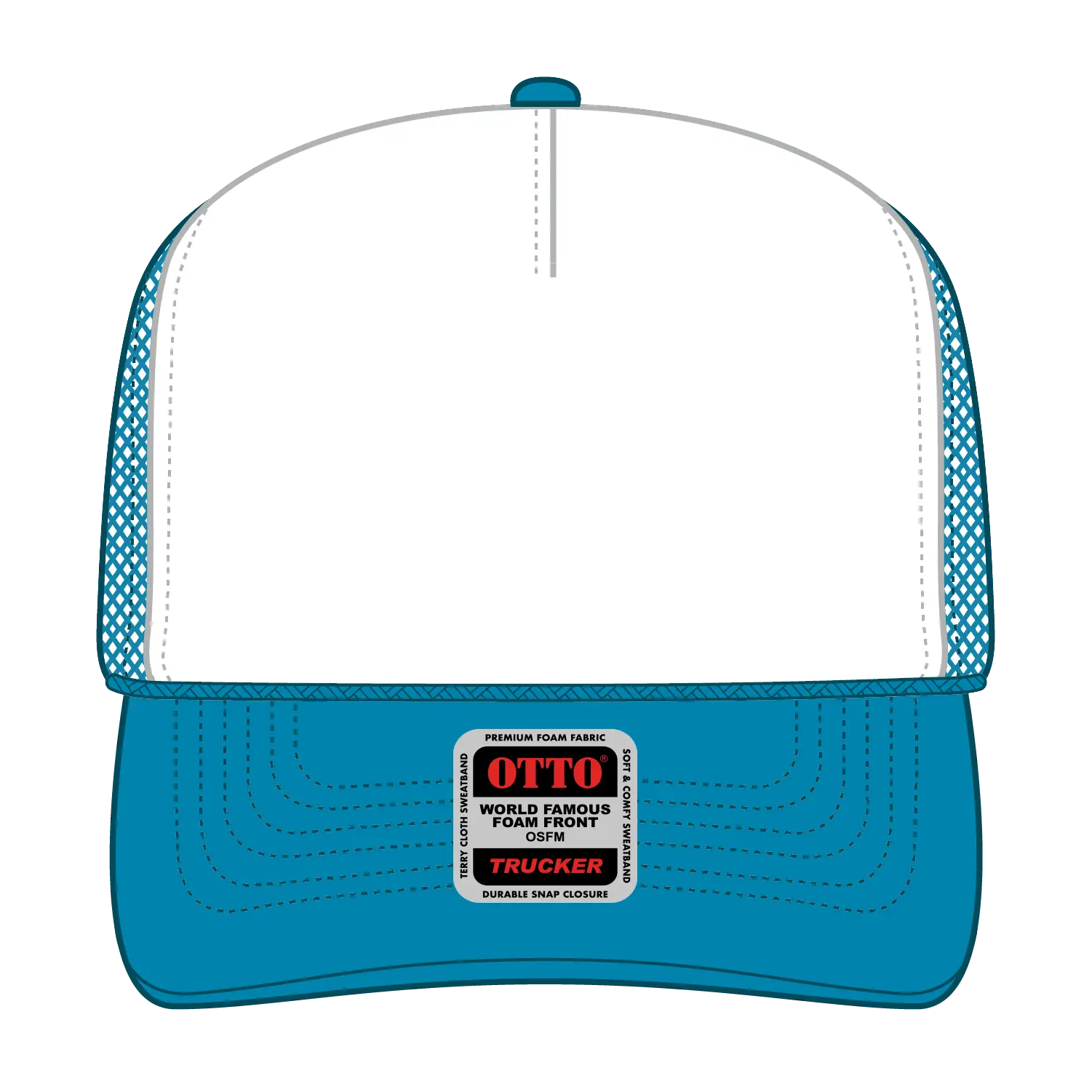 OTTO 39-165 5 Panel High Crown Mesh Back Trucker Cap - N.Blu/Wht/N.Blu - N.Blu/Wht/N.Blu / 6 1/2’’ - 7 5/8’’