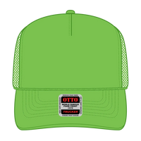 OTTO 39-165 5 Panel High Crown Mesh Back Trucker Cap - N. Green - N. Green / 6 1/2’’ - 7 5/8’’